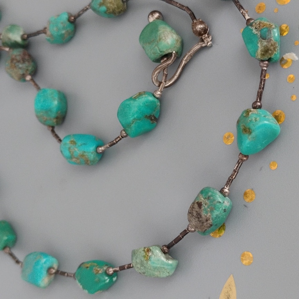 Native American sterling silver turquoise necklace - Picture 2 of 13